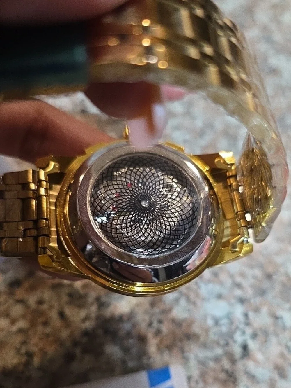 Men’s Gold Skeleton Mechanical Watch